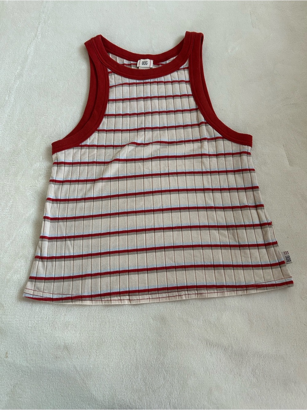 Red Trim White & Red Stripe women’s Tank Top